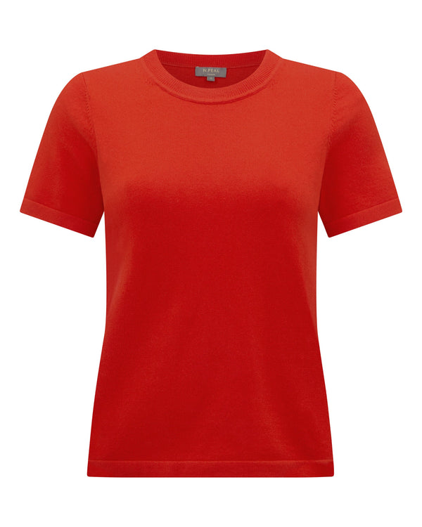 N.Peal Women's Lottie Cashmere T-Shirt Tomato Red