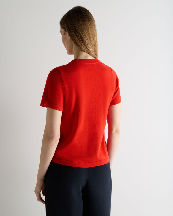 N.Peal Women's Lottie Cashmere T-Shirt Tomato Red