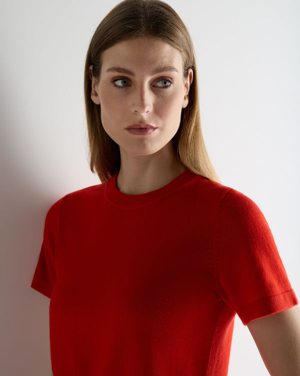 N.Peal Women's Lottie Cashmere T-Shirt Tomato Red