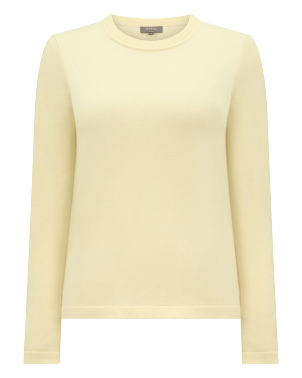 N.Peal Women's Hallie Round Neck Cashmere Jumper Butter Yellow