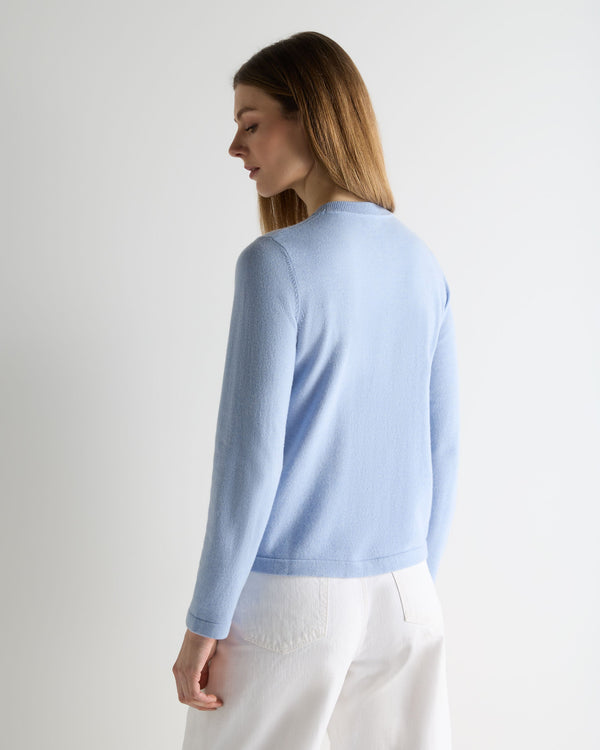 N.Peal Women's Hallie Round Neck Cashmere Jumper Sea Mist Blue