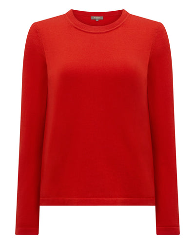 N.Peal Women's Hallie Round Neck Cashmere Jumper Tomato Red