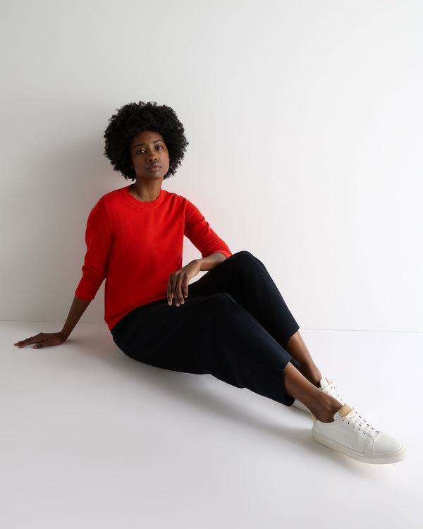 N.Peal Women's Hallie Round Neck Cashmere Jumper Tomato Red