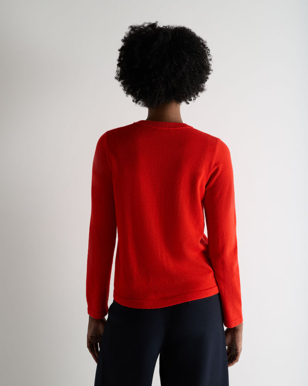 N.Peal Women's Hallie Round Neck Cashmere Jumper Tomato Red