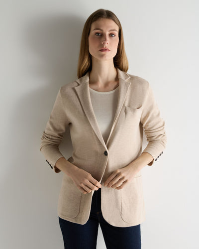 N.Peal Women's Superfine Cashmere Silk Blazer Sandstone Brown