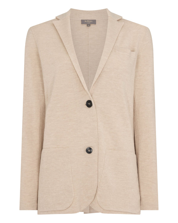 N.Peal Women's Superfine Cashmere Silk Blazer Sandstone Brown