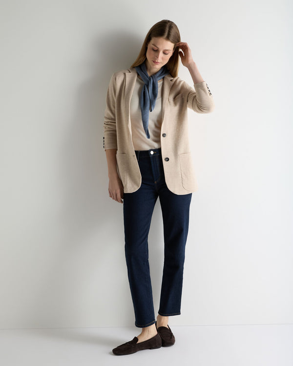 N.Peal Women's Superfine Cashmere Silk Blazer Sandstone Brown