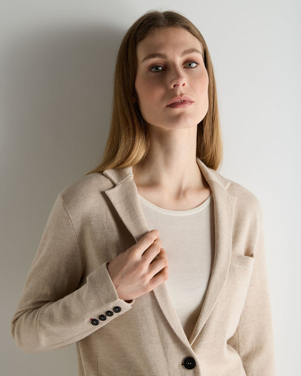 N.Peal Women's Superfine Cashmere Silk Blazer Sandstone Brown