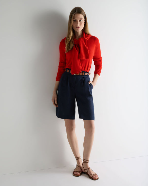 N.Peal Women's Chunky Crop Cashmere Cardigan Tomato Red