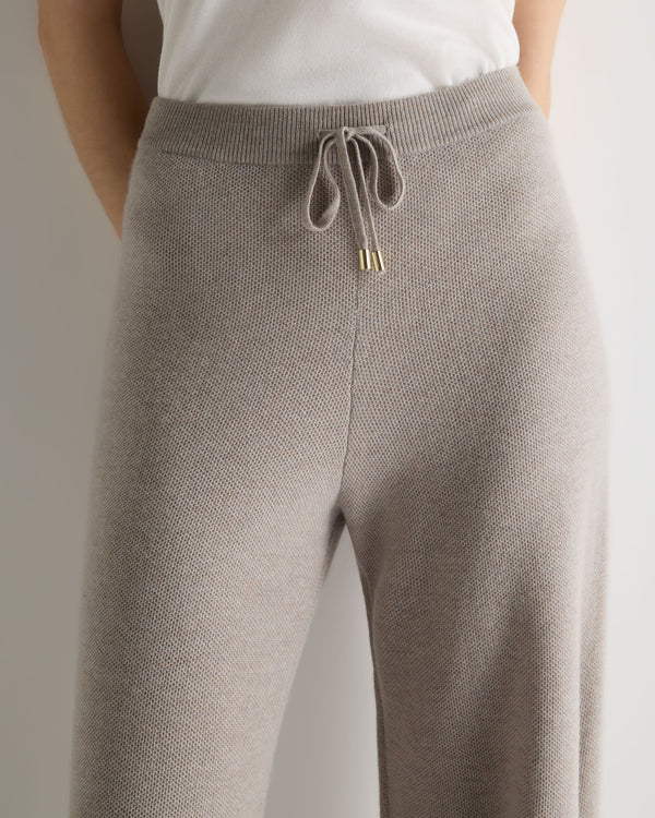 N.Peal Women's Honeycomb Knit Cashmere Trouser Oat Grey
