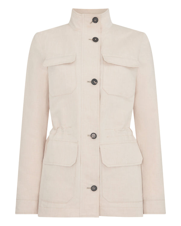 N.Peal Women's Avola Linen Blend Jacket Stone Brown