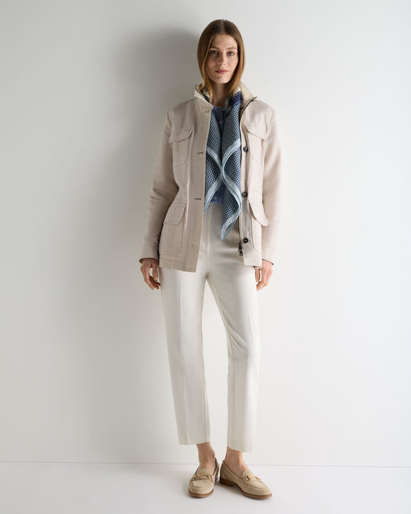 N.Peal Women's Avola Linen Blend Jacket Stone Brown