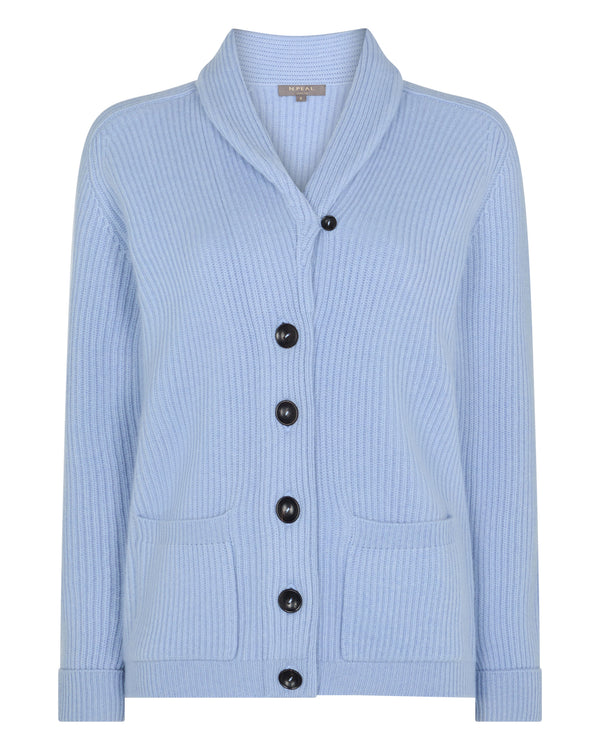 N.Peal Women's Kensington Cashmere Cardigan Sea Mist Blue