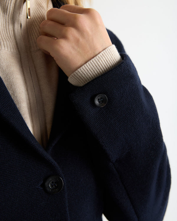 N.Peal Women's Wool Cashmere Utility Blazer Navy Blue