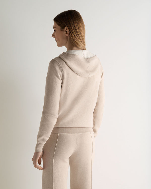 N.Peal Women's Double Faced Cotton Blend Hoodie Sandstone Brown