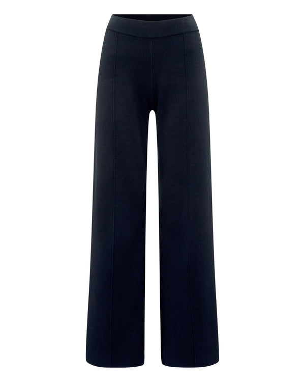 N.Peal Women's Double Faced Cotton Blend Trousers Navy Blue