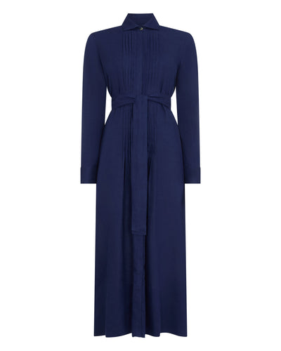 N.Peal Women's Modica Linen Shirt Dress French Navy Blue