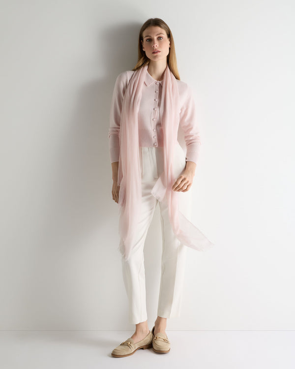N.Peal Women's Thea Collared Cashmere Cardigan Powder Pink