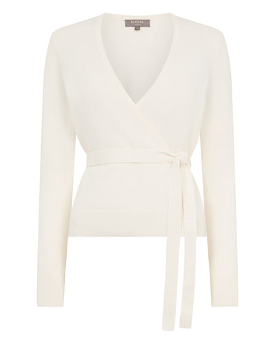 N.Peal Women's Arabella Wrap Cashmere Cardigan New Ivory White