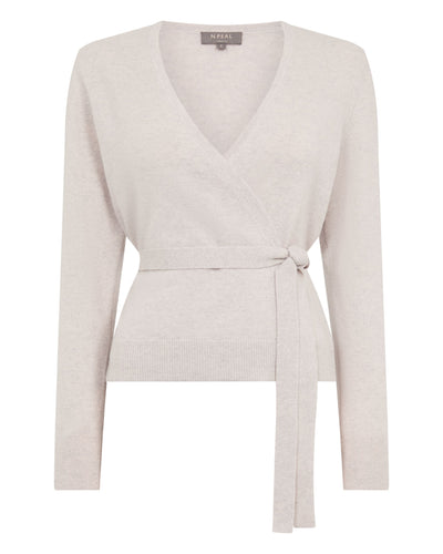 N.Peal Women's Arabella Wrap Cashmere Cardigan Pebble Grey