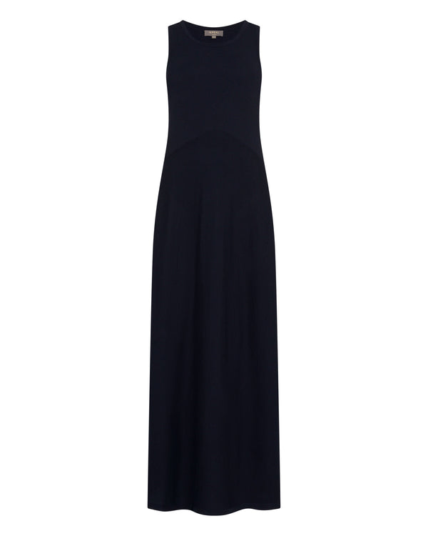navy cotton maxi dress Navy Side Tie Cotton Maxi Dress BLANK