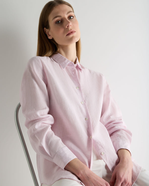 N.Peal Women's Rochelle Linen Shirt Rose Pink
