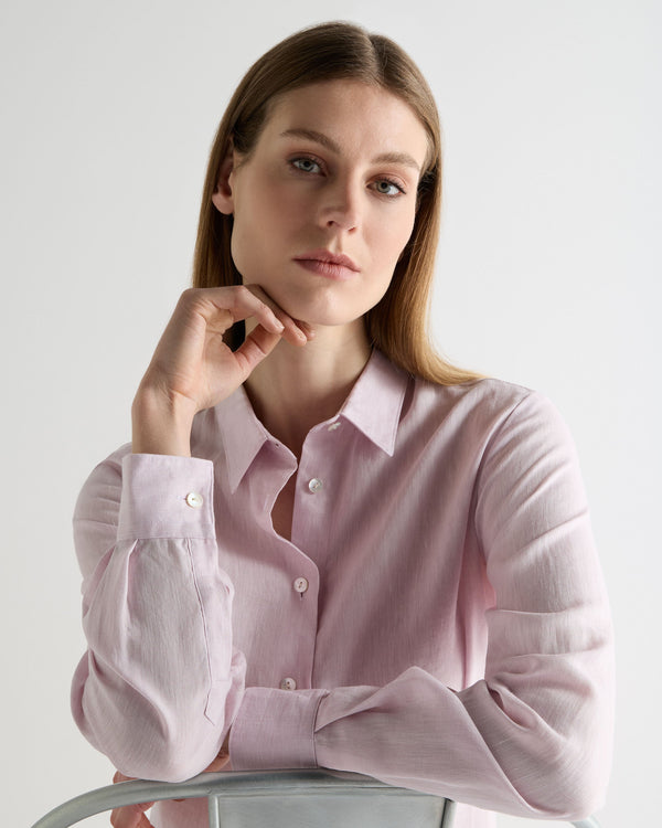 N.Peal Women's Rochelle Linen Shirt Rose Pink