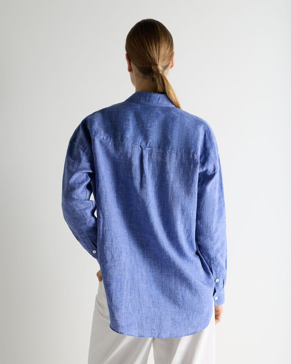 N.Peal Women's Valencia Linen Shirt Denim Blue