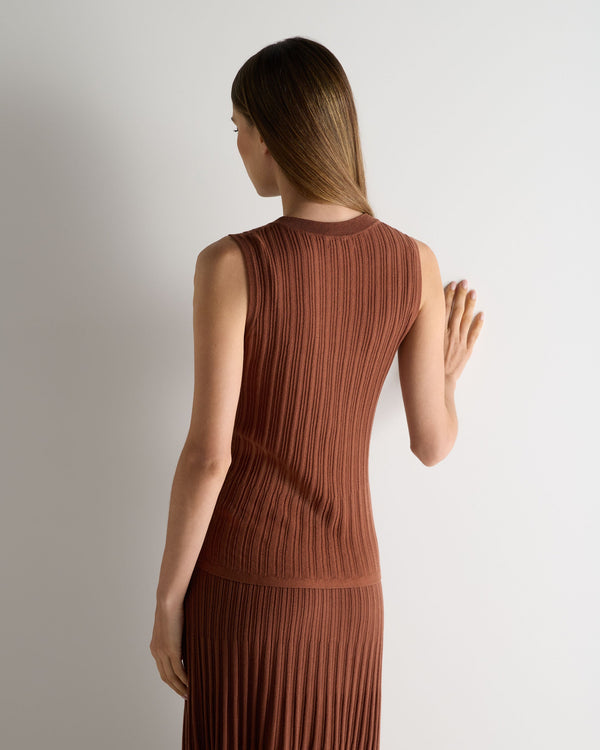 N.Peal Women's Rib Silk Cashmere Tank Top Henna Brown