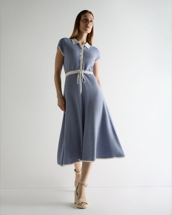 N.Peal Women's Dulcie Jacquard Cotton Cashmere Dress Denim Blue