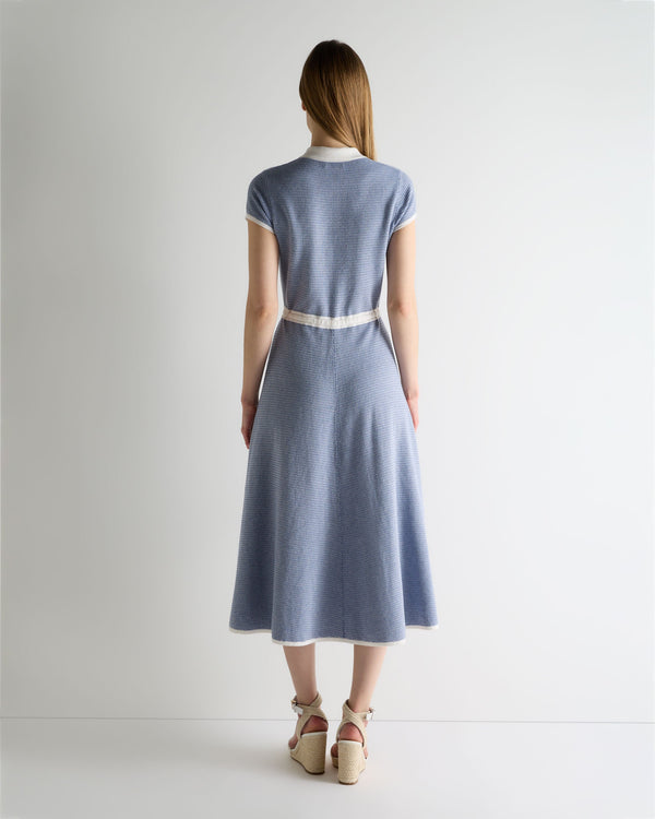 N.Peal Women's Dulcie Jacquard Cotton Cashmere Dress Denim Blue