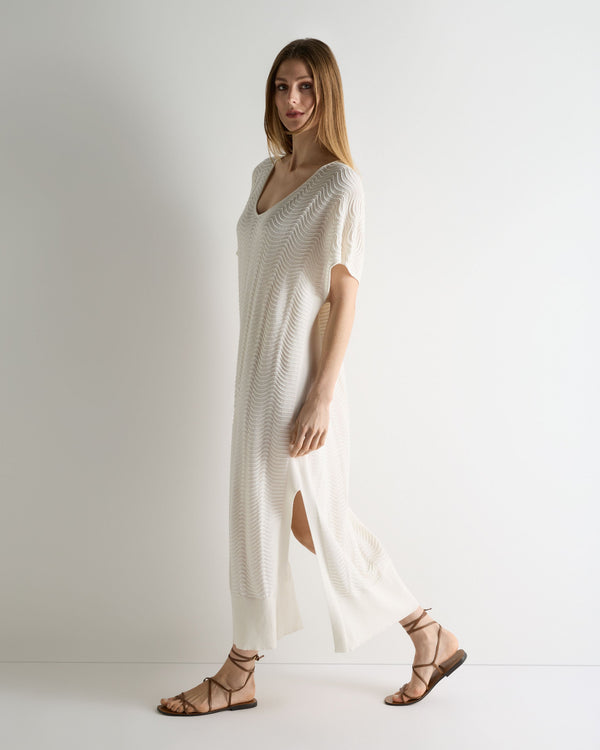 N.Peal Women's Waverly Cotton Blend Dress New Ivory White