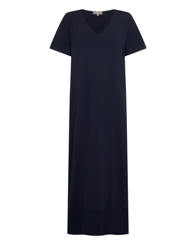 N.Peal Women's Relaxed Jersey Dress Navy Blue