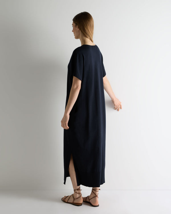 N.Peal Women's Relaxed Jersey Dress Navy Blue