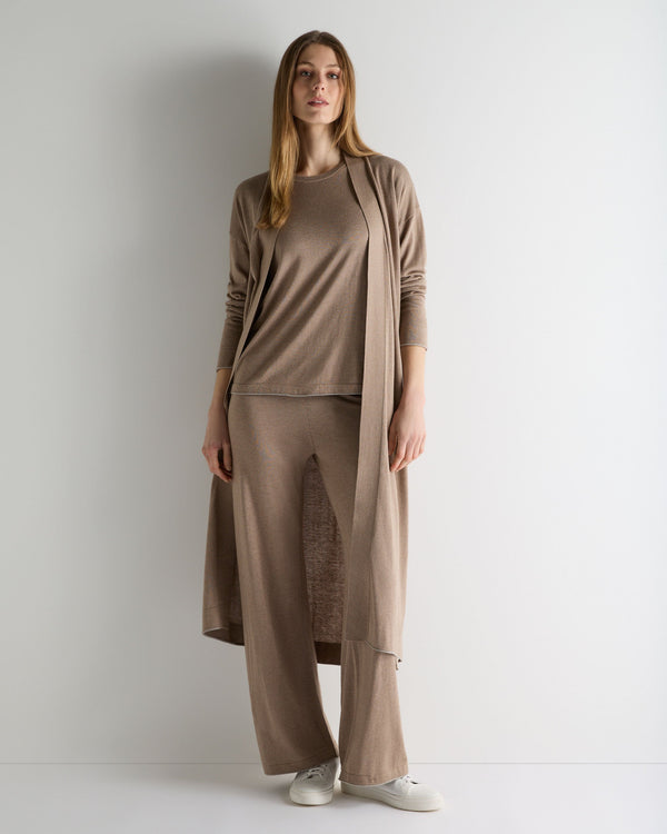 N.Peal Women's Roche Silk Blend Cardigan Mink Brown