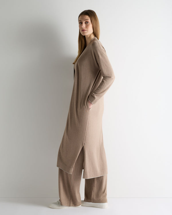 N.Peal Women's Roche Silk Blend Cardigan Mink Brown