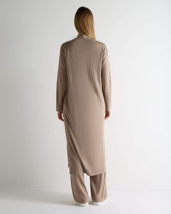 N.Peal Women's Roche Silk Blend Cardigan Mink Brown