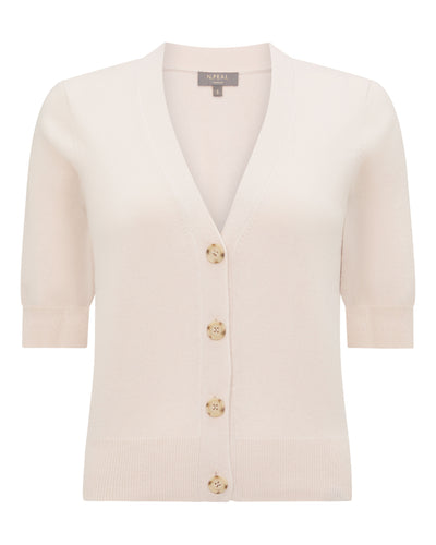 N.Peal Women's Clara V Neck Cashmere Cardigan Dove Pink