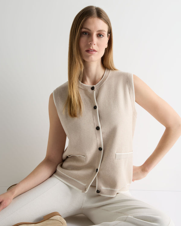 N.Peal Women's Double Faced Cotton Blend Tank Sandstone Brown