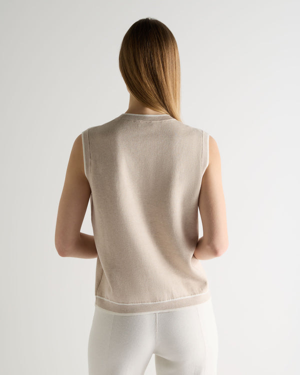 N.Peal Women's Double Faced Cotton Blend Tank Sandstone Brown