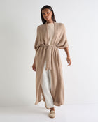 Women's Siren Open Stitch Cashmere Cardigan Tan Brown Sparkle