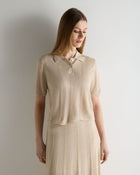 Women's Waverly Silk Cashmere Polo Top Sandstone Brown