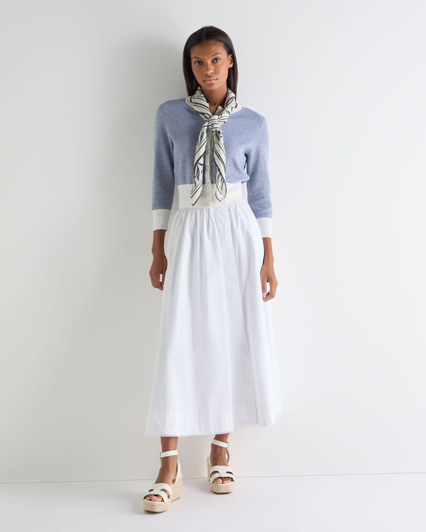 N.Peal Women's Dulcie Jacquard Silk Cashmere Cardigan Denim Blue