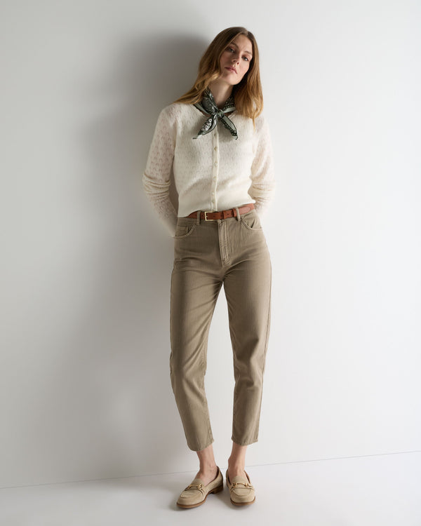 N.Peal Women's Ivy Lace Stitch Cashmere Cardigan New Ivory White Sparkle