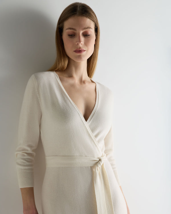 ivory cashmere dress Zandie Cashmere Blend Knit Midi Dress - Ivory