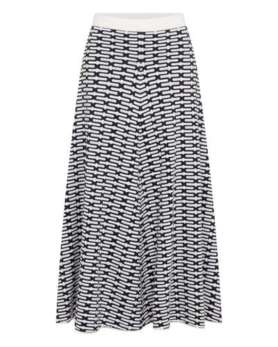 N.Peal Women's Harlow Jacquard Cotton Cashmere Skirt Navy Blue