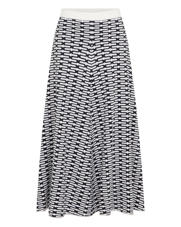 N.Peal Women's Harlow Jacquard Cotton Cashmere Skirt Navy Blue