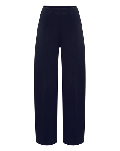 N.Peal Women's Barrel Leg Cotton Blend Trouser Navy Blue