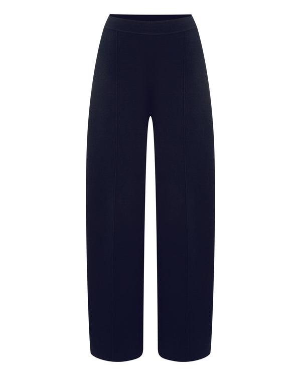 N.Peal Women's Barrel Leg Cotton Blend Trouser Navy Blue