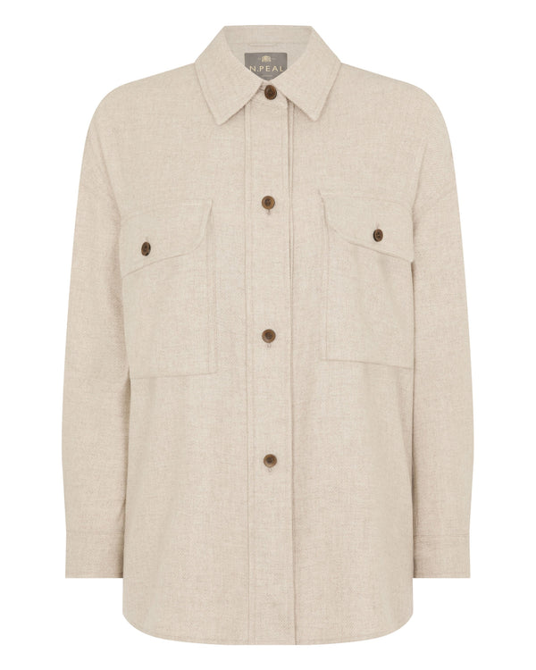 N.Peal Women's Woven Cashmere Overshirt Beige Brown